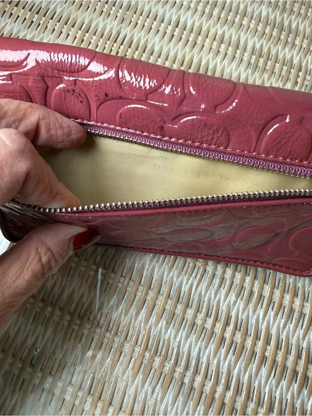 Coach Mauve Pink Patent Leather Signature Bifold Envelope Wallet